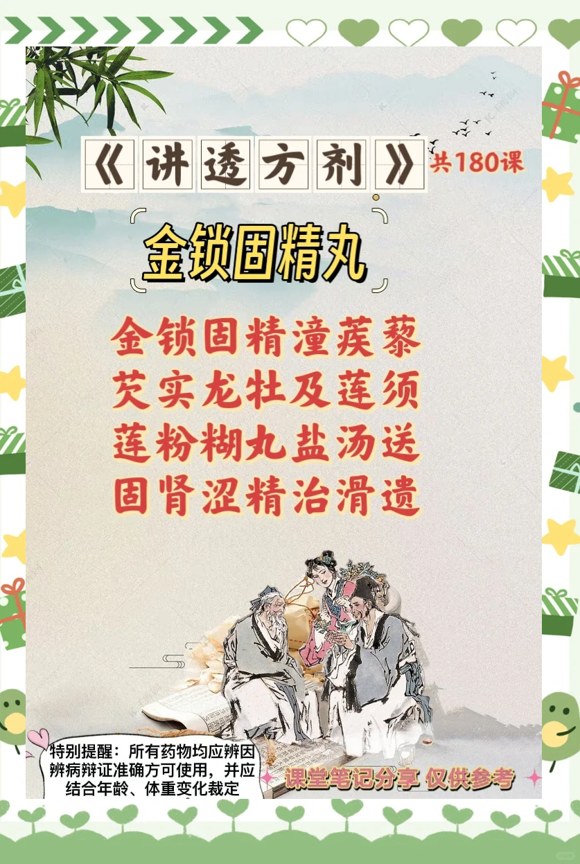 金锁固精丸治疗早泄吗?